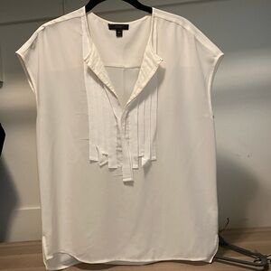 J Crew White Cap Sleeve Blouse